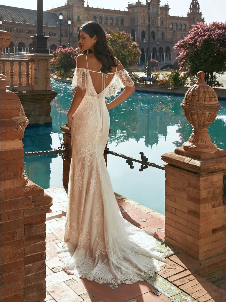Full body back view of bacan by pronovias