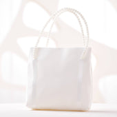 Simple White Handbag with Pearl Handle