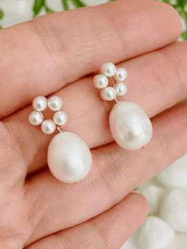 Blooming Freshwater Pearl Drop Earrings | Simple Mini Pearl Drop Earrings