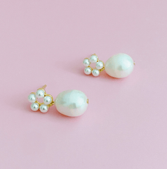 Blooming Freshwater Pearl Drop Earrings | Simple Mini Pearl Drop Earrings - NKIN