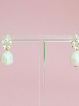 Blooming Freshwater Pearl Drop Earrings | Simple Mini Pearl Drop Earrings