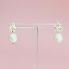 Blooming Freshwater Pearl Drop Earrings | Simple Mini Pearl Drop Earrings - NKIN