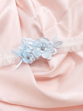 Blue White Floral Garter