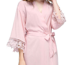 Blush Cotton Lace Robe 60097377 - NKIN