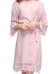Blush Cotton Lace Robe 60097377 - NKIN