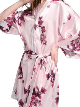 Blush Peony Watercolor Satin Robe