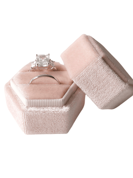 BLUSH PINK Hexagon Velvet Ring Box - Double Slot