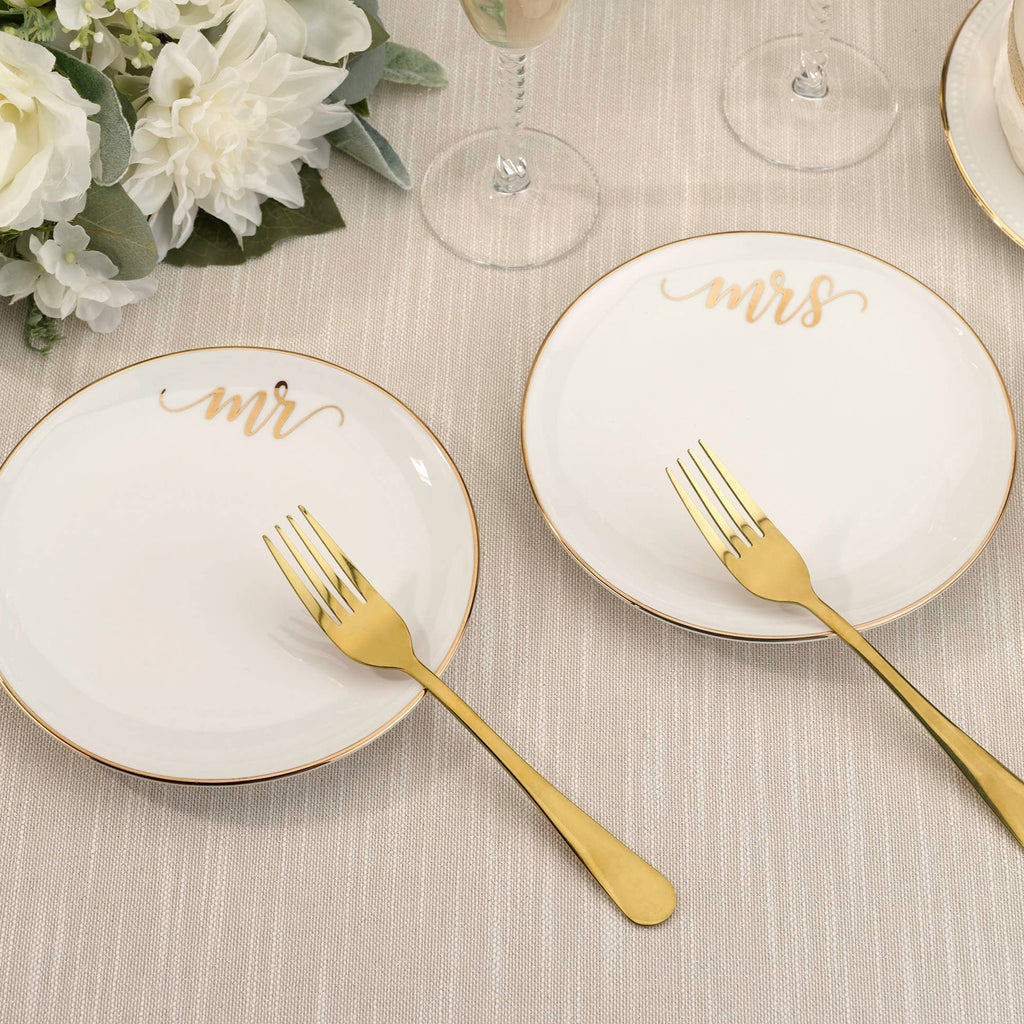 Wedding Day Mr and Mrs Cake Plates with 2 Forks - NKIN