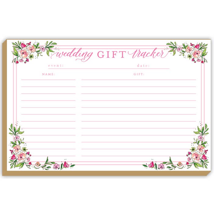 Wedding Gift Tracker Pink Blossoms Luxe Large Notepad