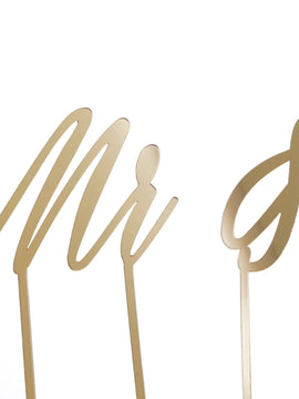 Mr & Mrs Cake Topper-Gold