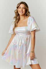The Hailey Iridescent Bridal Ring Patch Mini Dress