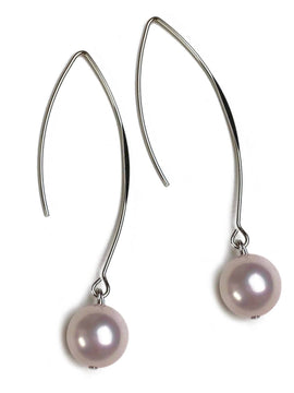 Light Pink Czech Glass Pearl Long Threadthru Earrings