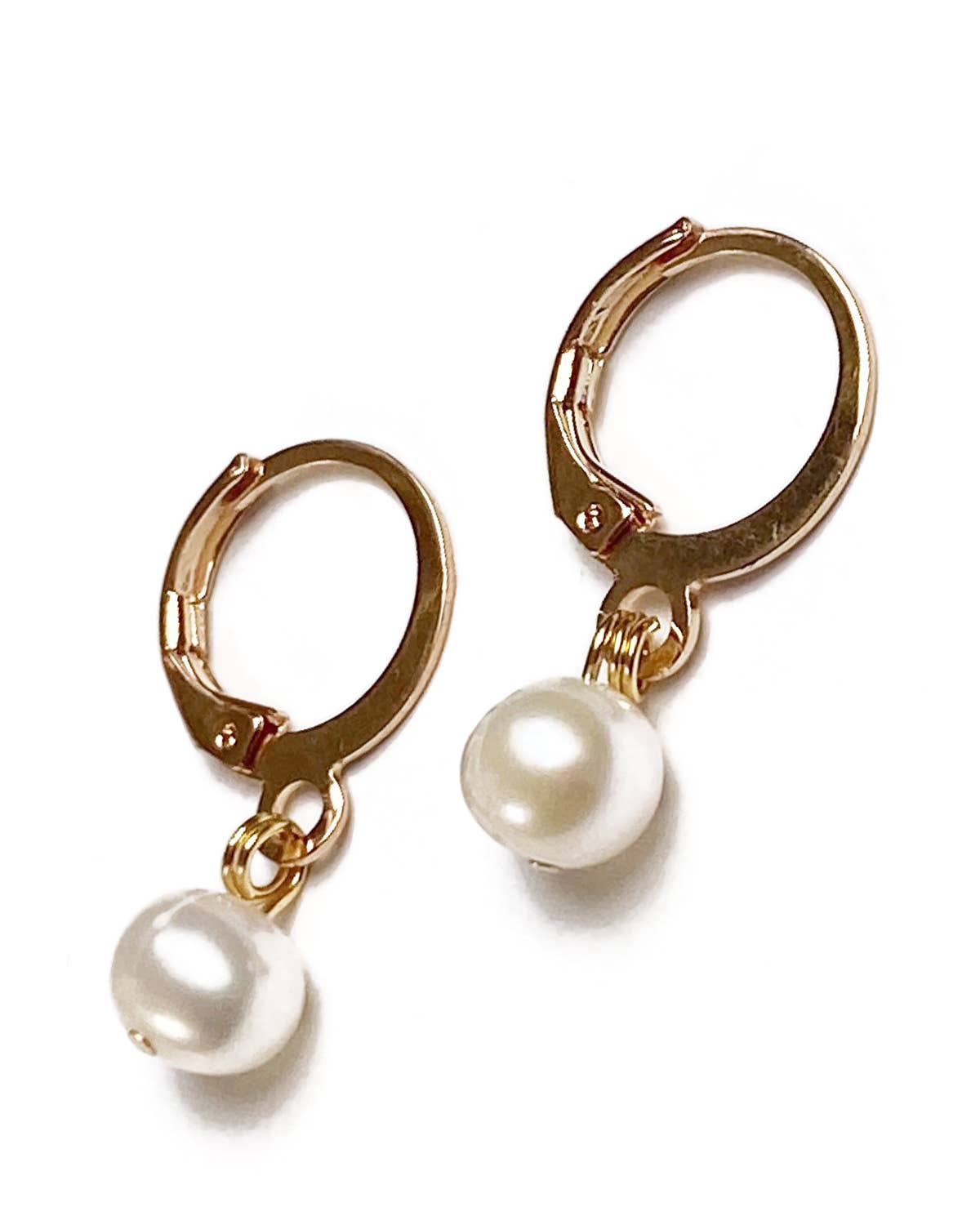 Mini Bridal Gold Freshwater Pearl Dangle Minimalist Earrings