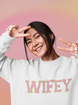 Wifey Chenille Pink Crewneck