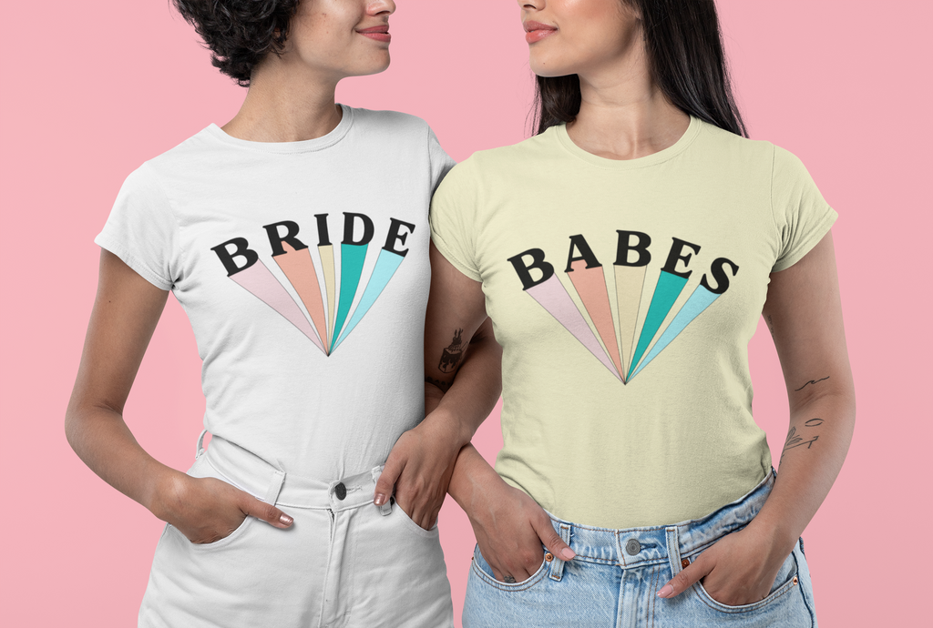 Bride Babe Retro Rainbow Tee - NKIN