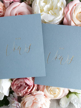 Dusty Blue Vow Books (Gold Foil) – Set of 2