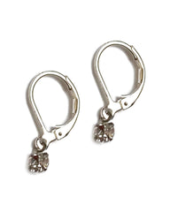 Mini Silver Mini Crystal Rhinestone Dangle Earrings | Bridesmaid Gift | Simple Bride Earrings
