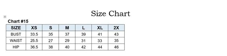 Elliot size chart