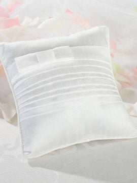 White Pleated Silk Ring Bearer Pillow