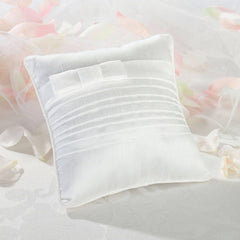 White Pleated Silk Ring Bearer Pillow - NKIN