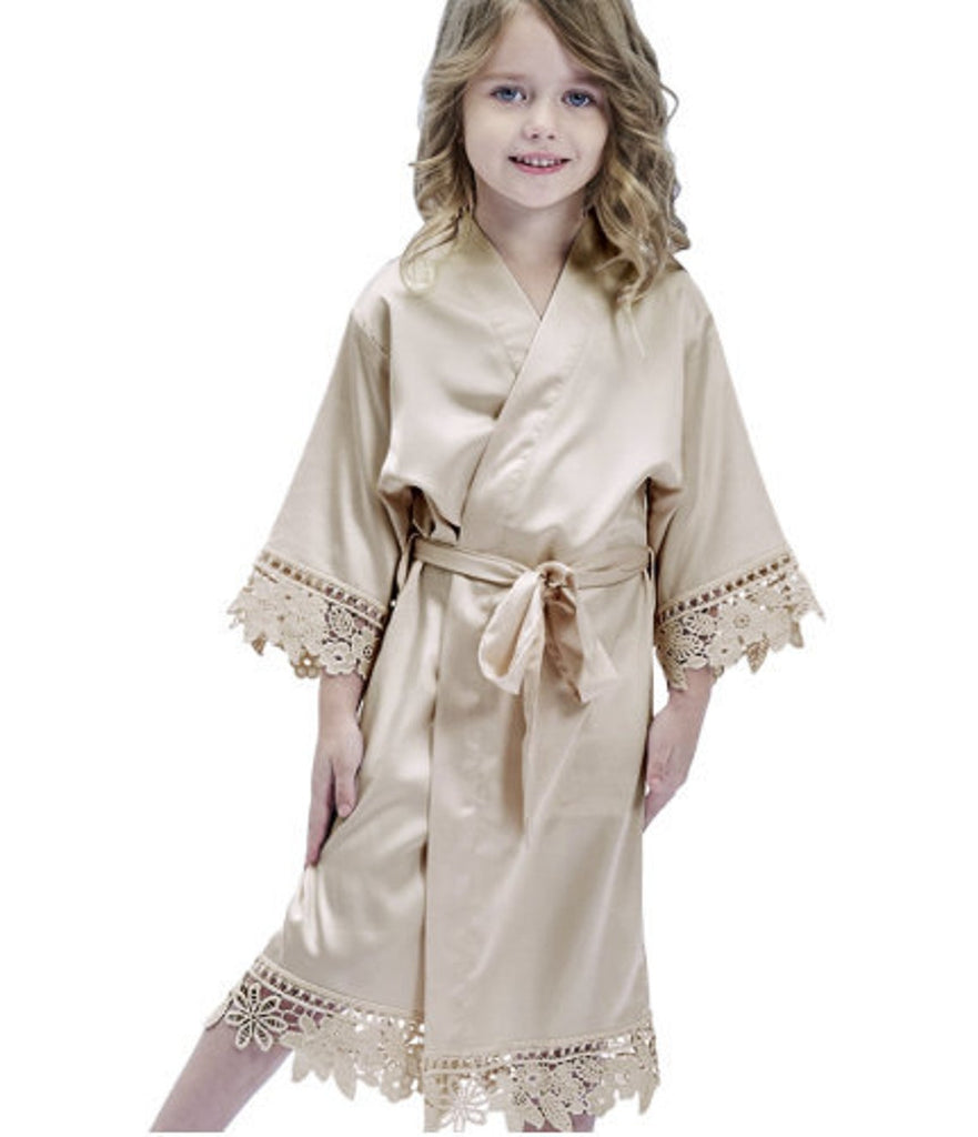 Children's Satin Chunky Lace Robe - NKIN
