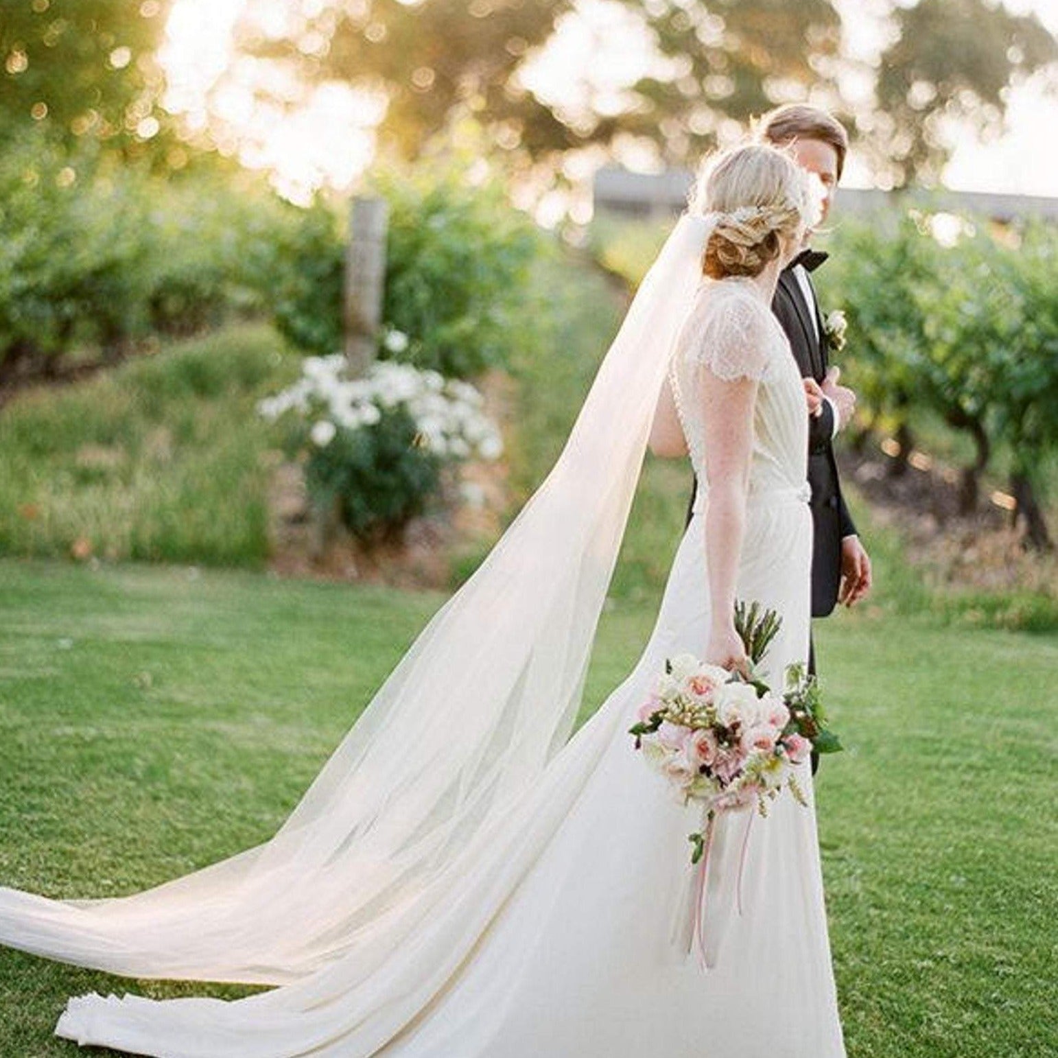 Cathedral Length Raw Edge Veil - NKIN