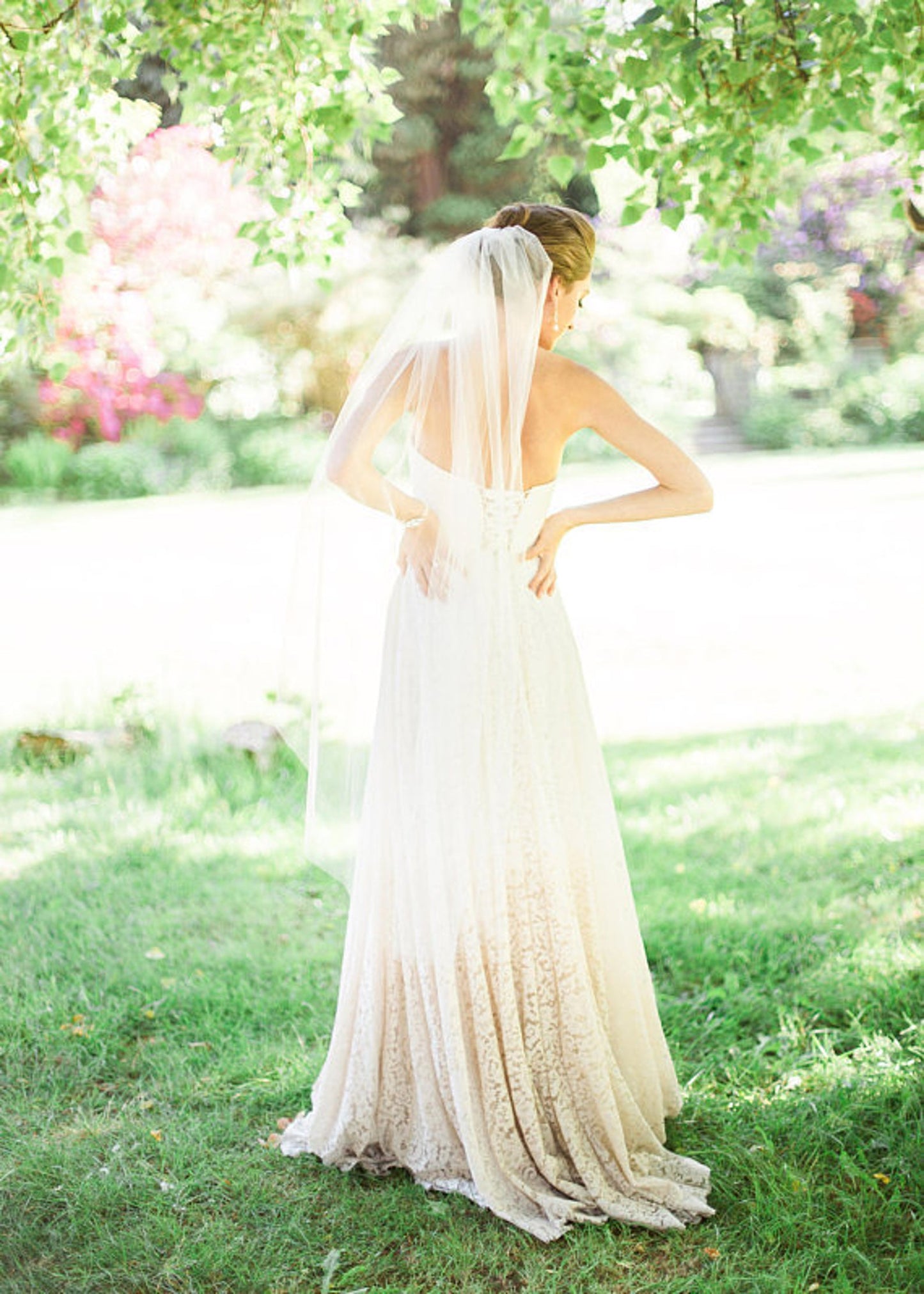 Raw Edge Knee Length Veil - NKIN
