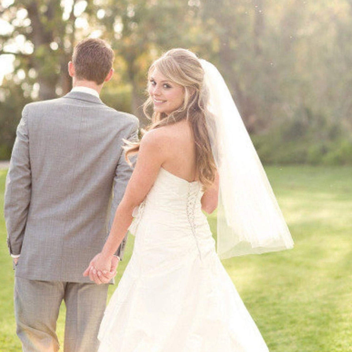 Raw Edge Waist Length Veil - NKIN
