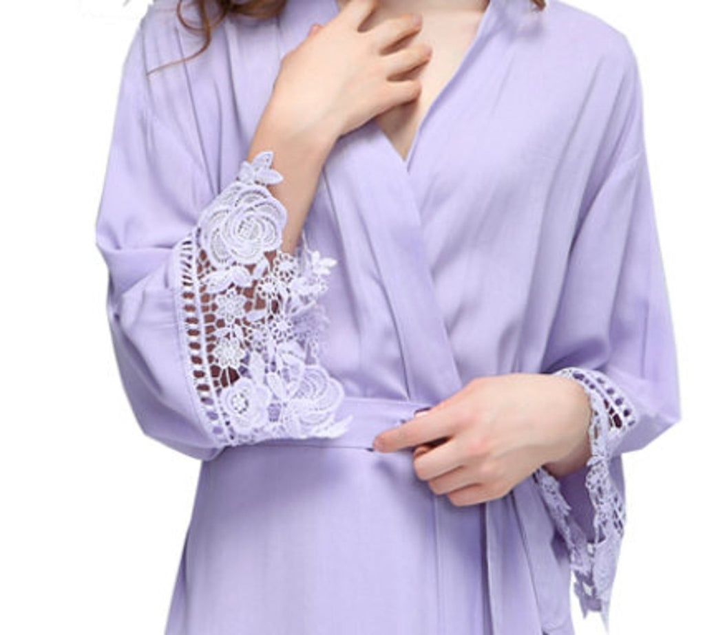 Violet Cotton Lace Robe - NKIN
