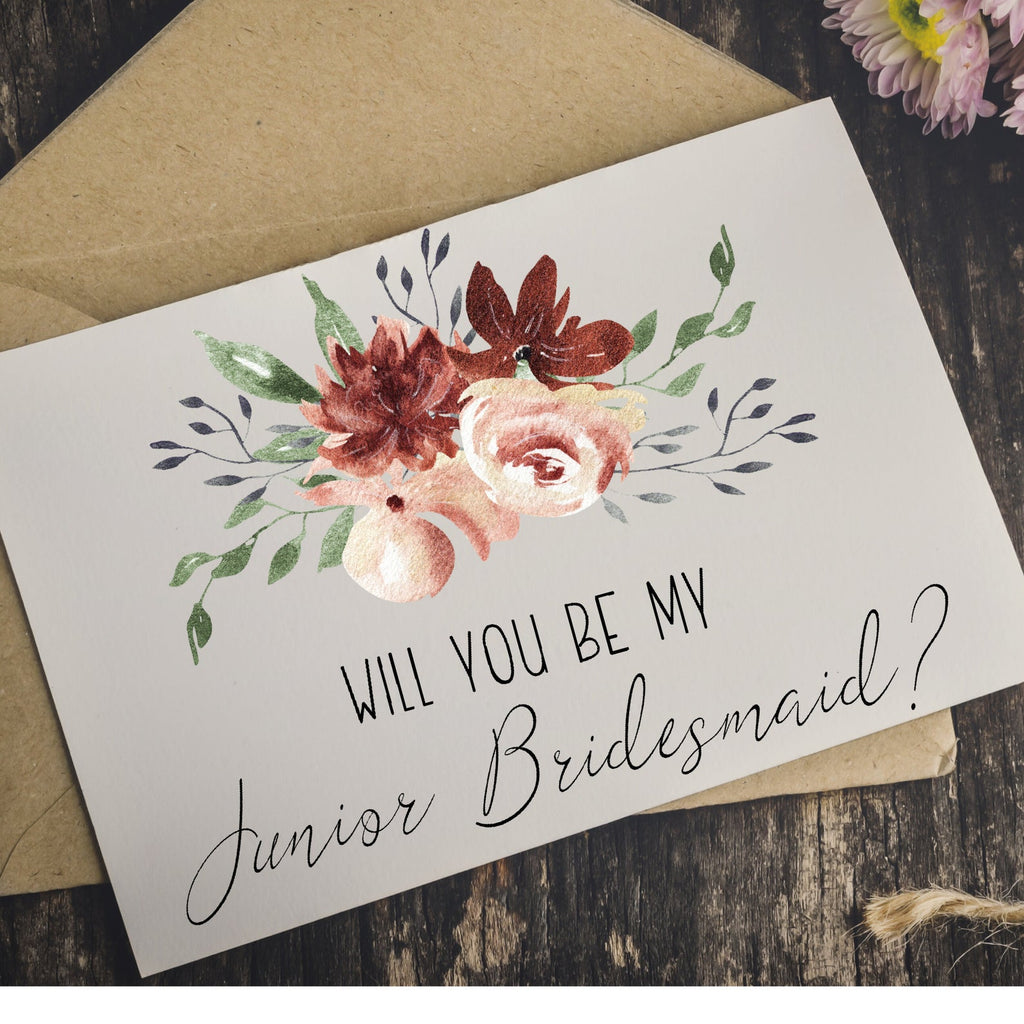 Personalized Burgundy Bridal Party Cards - NKIN
