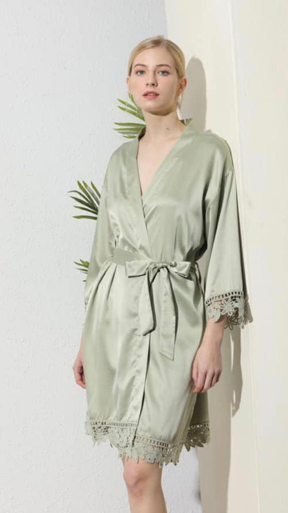 Sage Green Chunky Lace Robe - NKIN