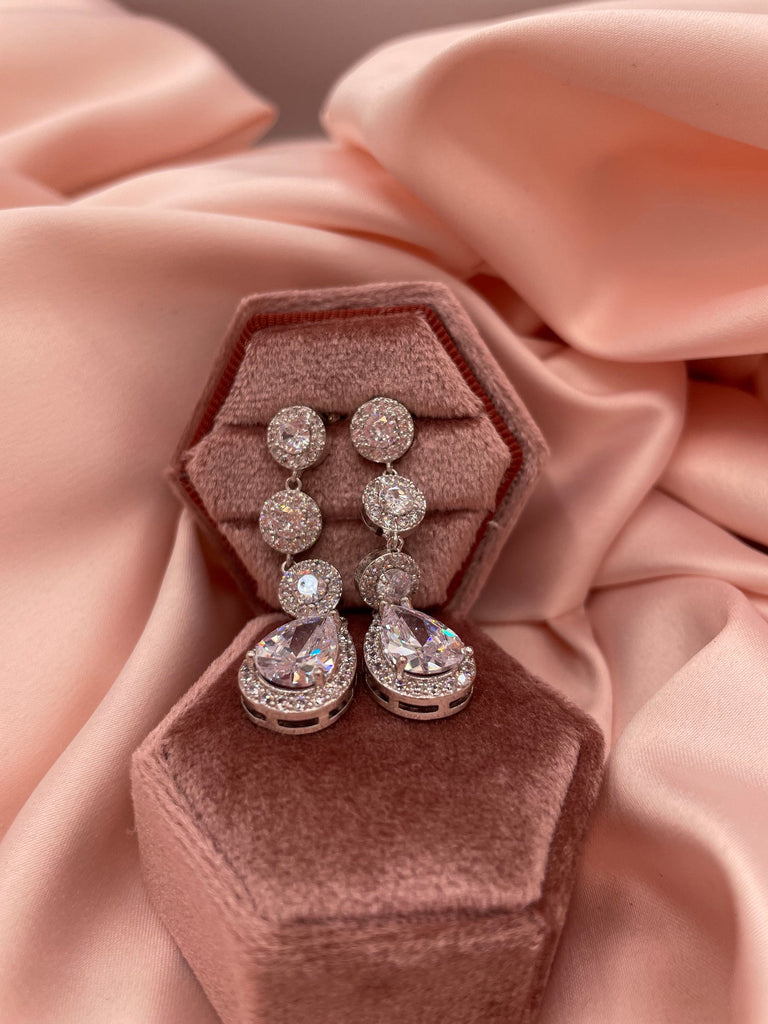 Crystal Bridal long Dangle Earrings - NKIN