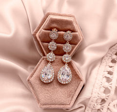 Crystal Bridal long Dangle Earrings - NKIN