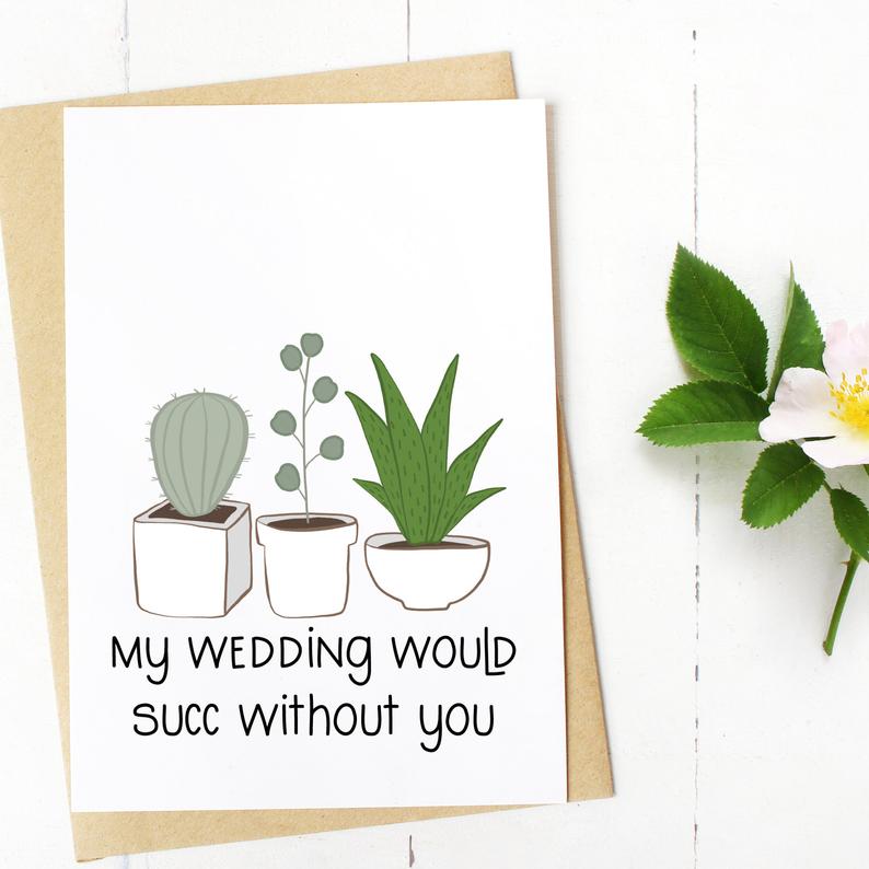 Succulent Themed Wedding Card - NKIN