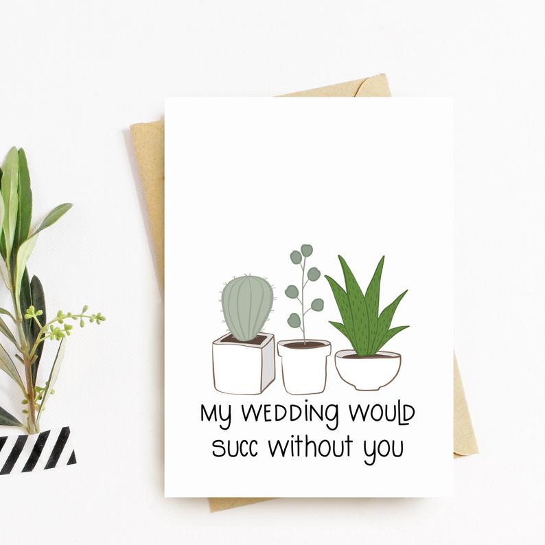 Succulent Themed Wedding Card - NKIN
