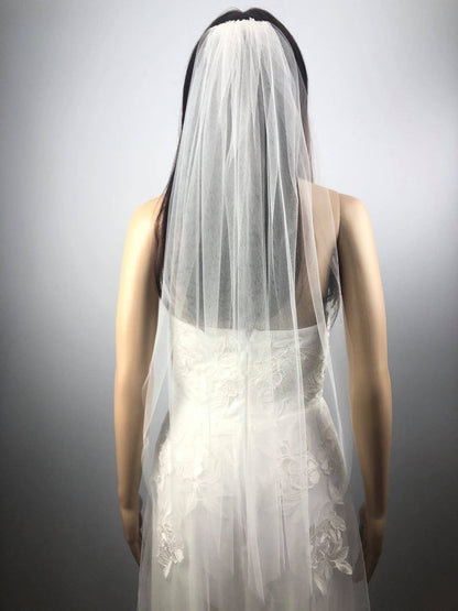 Raw Edge Waist Length Veil - NKIN