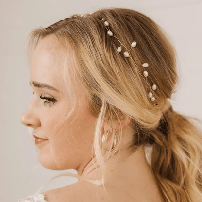 "Livie" Minimalist Gold, Pearl & Satin Vine 60986209 - NKIN