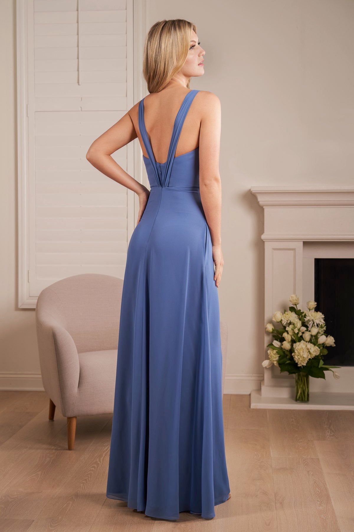Back view of Jasmine B243057 in steel blue