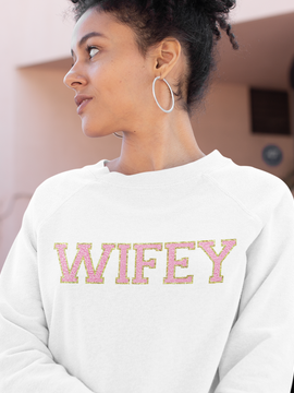 Wifey Chenille Pink Crewneck